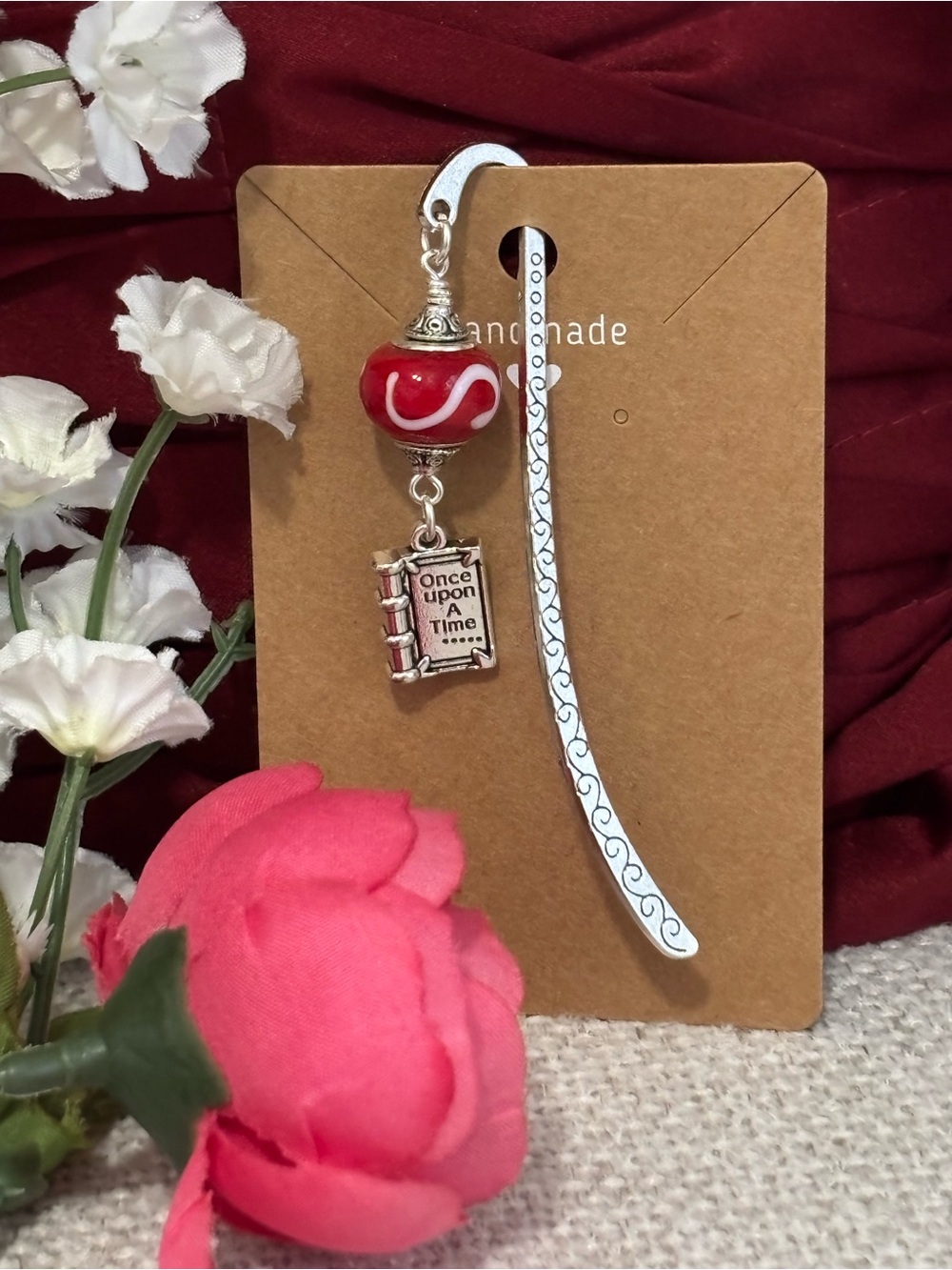 📚Red Bead 'Once Upon A Time' Book Bookmark